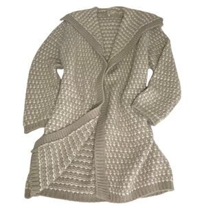 Elisabetta Wool Blend Open Cardigan Women's XL | Beige & Cream | Made in Italy